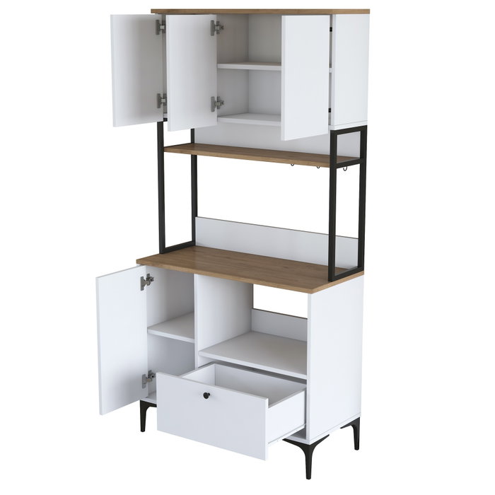 Hanah Home Gabinete Multipropósito Blanco y Nuez